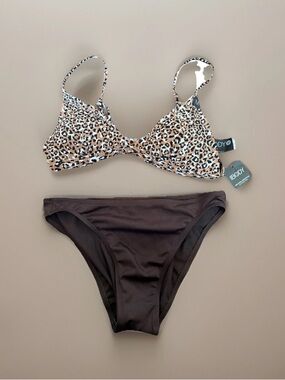 Cotton On Leopard Print Top with Brown Bikini Bottoms